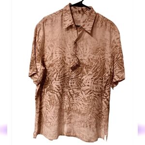 Tasso Elba Men's Beige Patterned Shirt